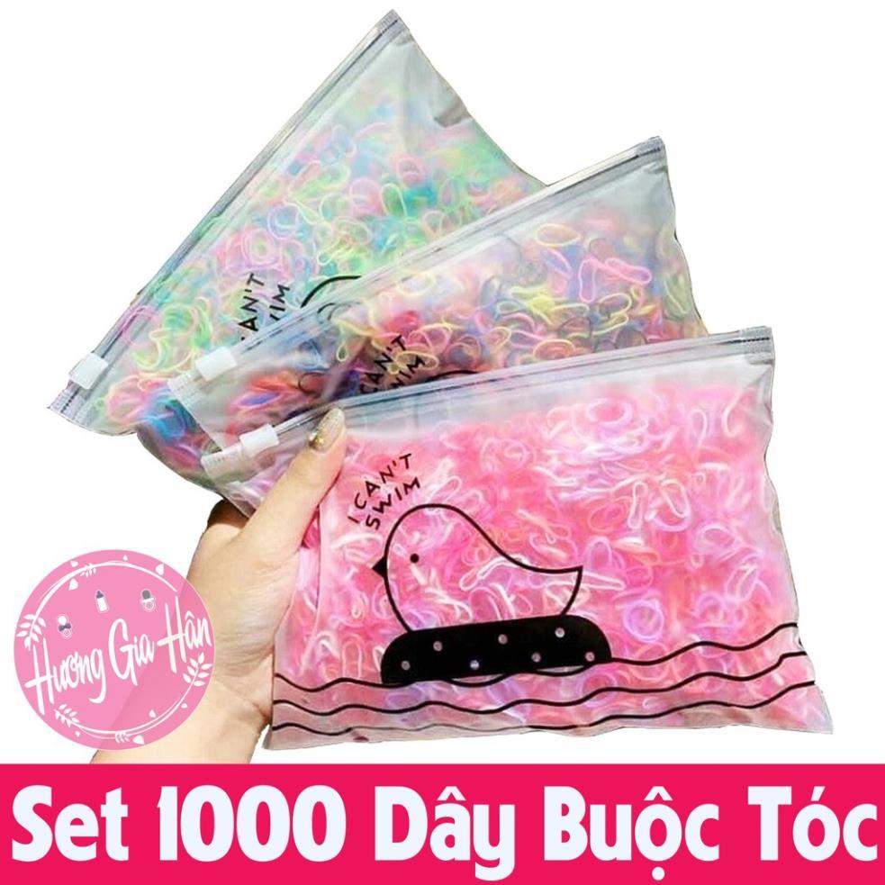 Set 1000 Dây Buộc Tóc Cho Bé Yêu, Có Túi Zip Đựng Siêu Xinh