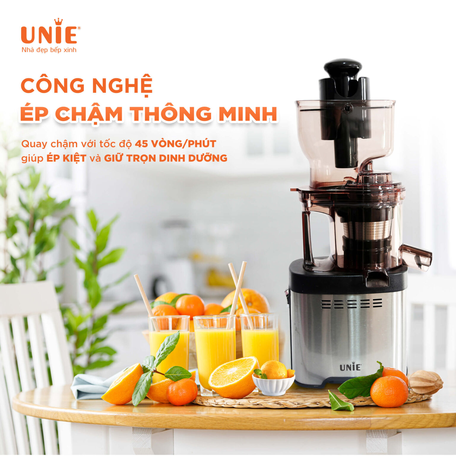 Máy Ép Chậm Cao Cấp Unie USJDC71S Tiêu Chuẩn Đức 0.7L Công Suất 400 W - Hàng Chính Hãng