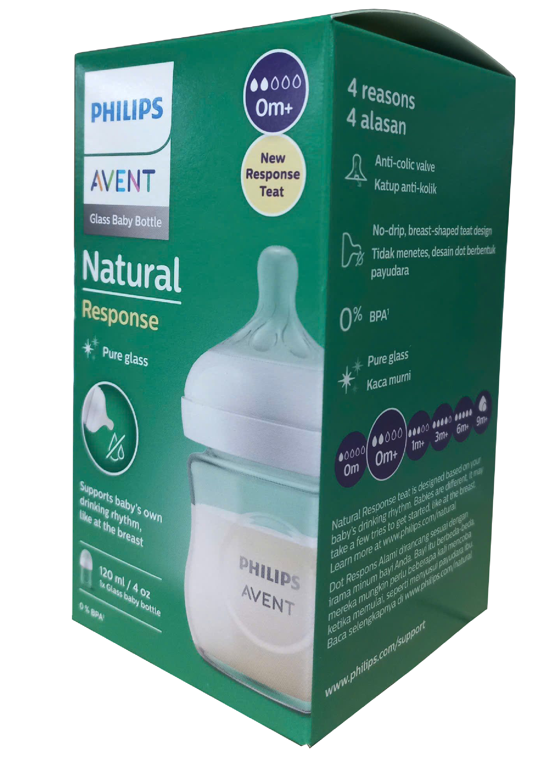 Philips Avent bình sữa thủy tinh mô phỏng tự nhiên mới 120ml bé từ 0 tháng SCY930/01