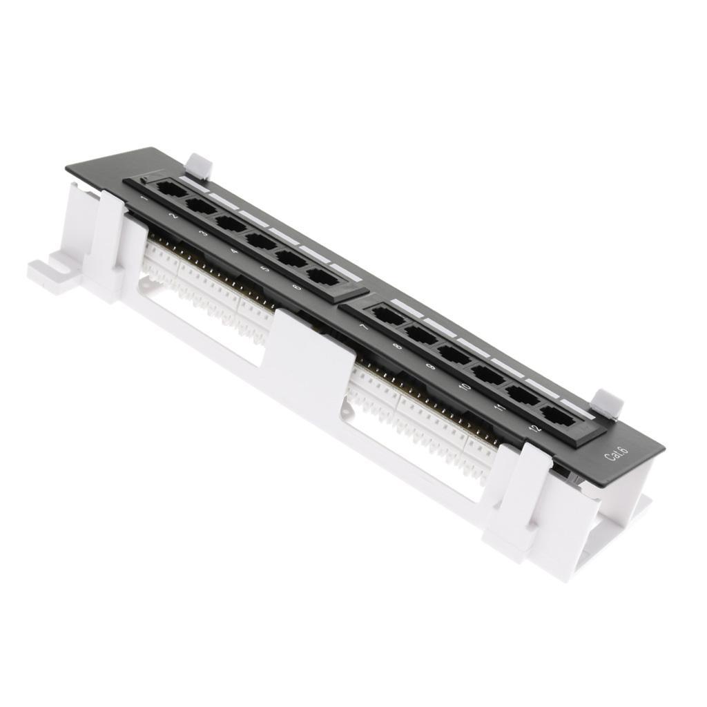 12-port Cat5e/6 UTP LAN Wall Mount Patch Panel Surface Wall Mount Bracket