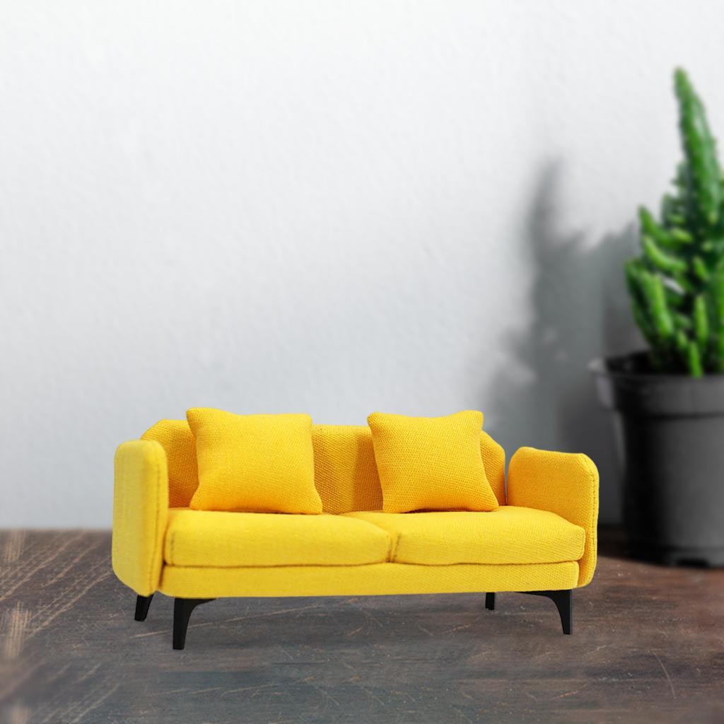 1:12 Miniature Dollhouse Double Sofa Dollhouse Bedroom Furniture