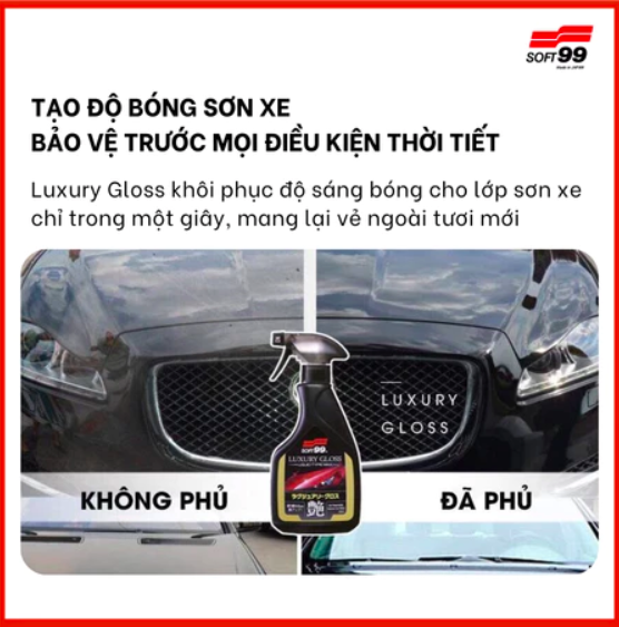 Chai xịt phủ bóng sơn xe ô tô, xe máy Soft99 Luxury Gloss W-207 - 500ml