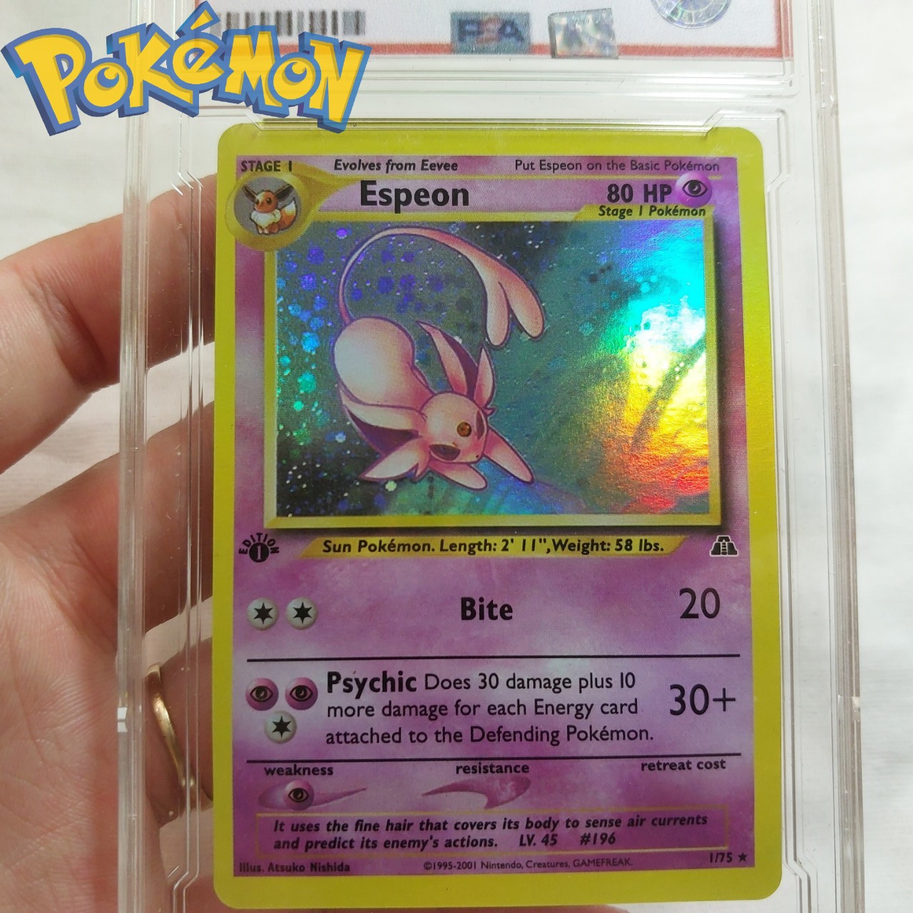 Espeon 1 75 Lá Pokemon 2019 Espeon GK 1 75 Mèo 2 đuôi hiệu ứng halogen 1459 d7 31