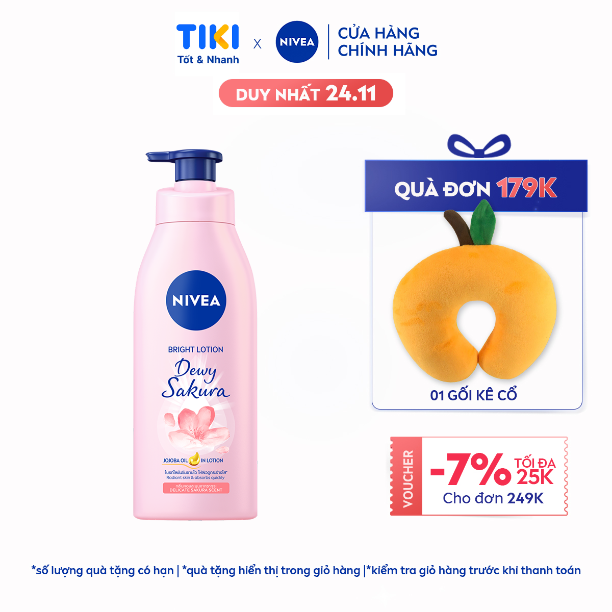 Sữa Dưỡng Thể NIVEA Sáng Da Hương Hoa Anh Đào - 85703