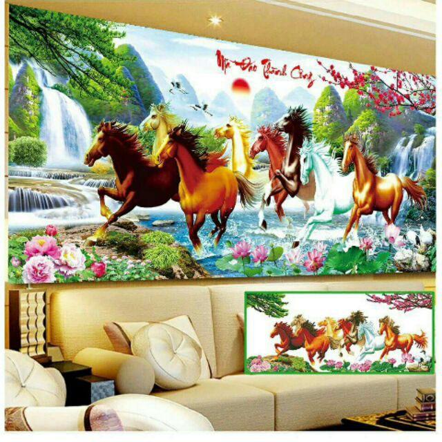 Tranh Đính Đá MÃ ĐÁO THÀNH CÔNG . Kích Thước: 1m2 x 54cm - 1m6 x 70cm - 2m x 85cm