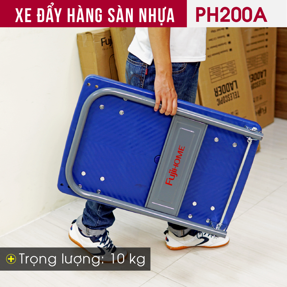 Xe đẩy hàng 4 bánh gấp gọn 150kg Nhật Bản Fujihome, bánh nhựa cao cấp siêu bền chống ăn mòn, xe chở đồ kéo hàng gấp gọn đa năng platform hand truck