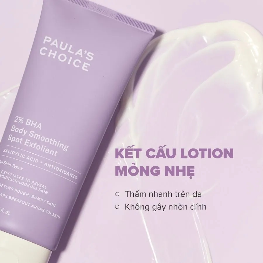 Kem Dưỡng Thể Hỗ Trợ Giảm Mụn Làm Mịn Da Paula's Choice 2% BHA Body Smoothing Spot Exfoliant 210ml