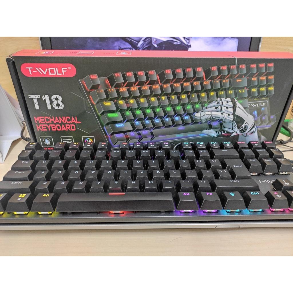 KEYBOARD T-Wolf T18 Phím cơ (Phím cơ, 87 key, Blue Switch, 12 chế độ Led) - BẢO HÀNH 12 THÁNG