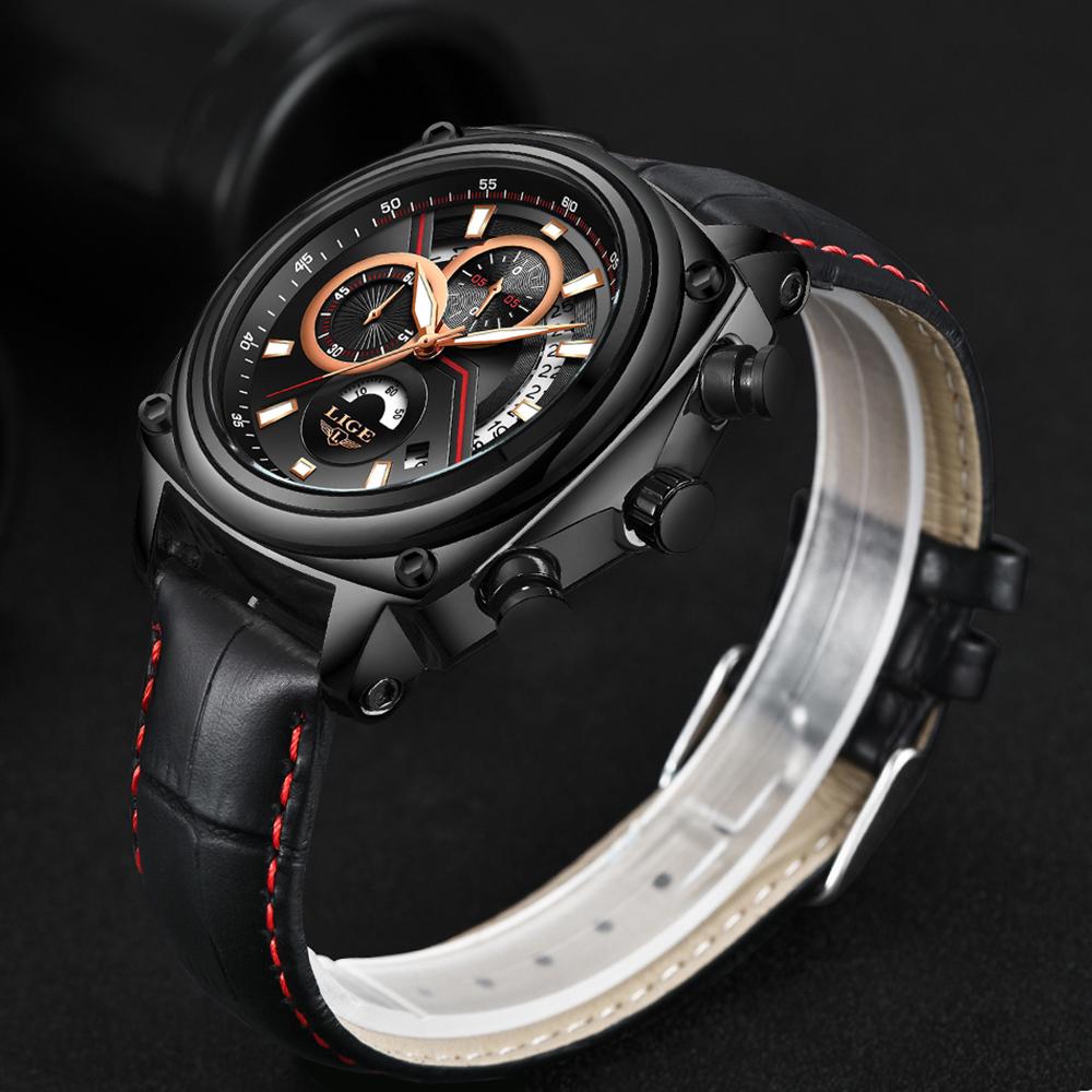 Đồng hồ nam LIGE 9891 Quartz thời trang sang trọng,thể thao bằng da không thấm nước