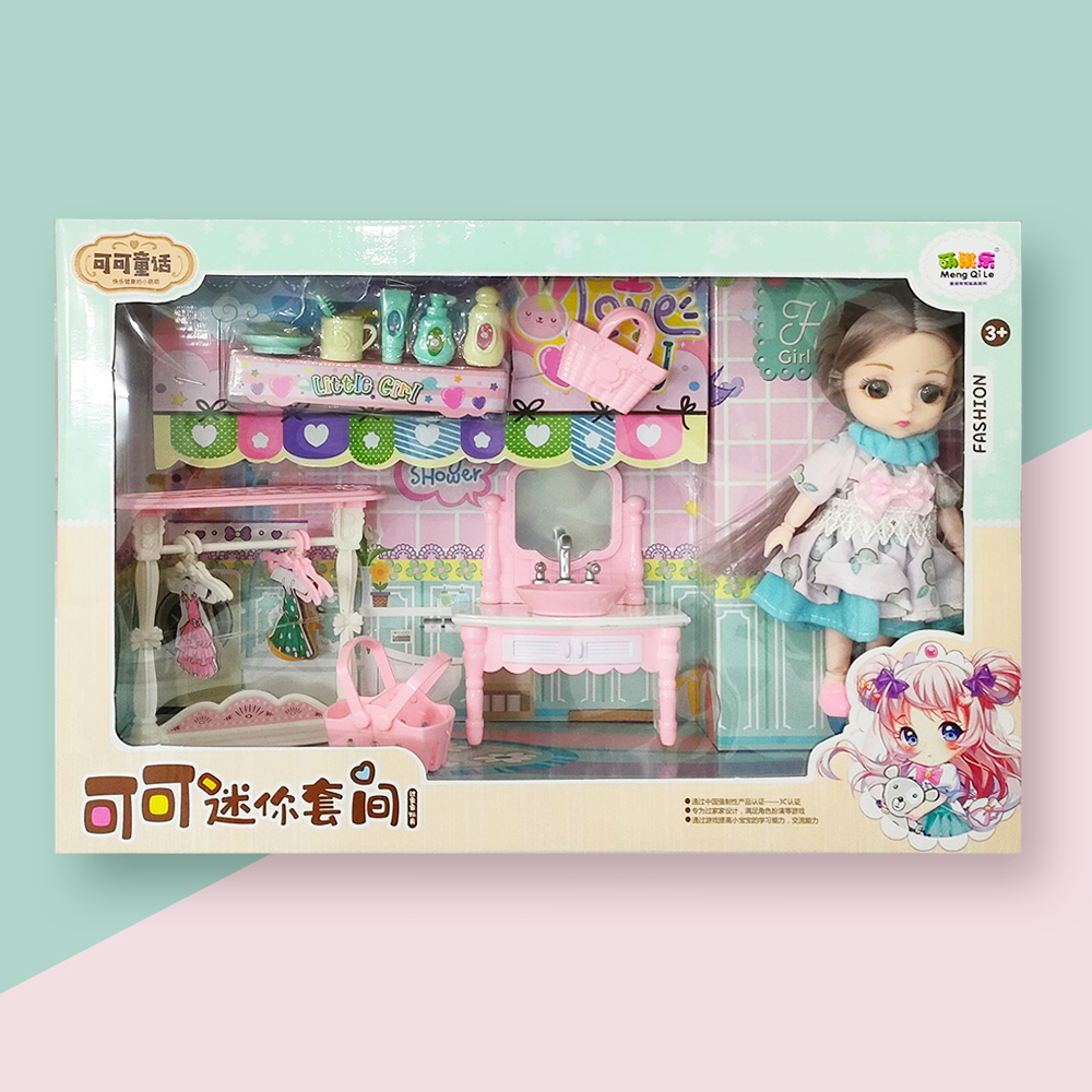 Hộp Búp Bê Loli Cao 15cm 20 khớp có mắt gắn Búp bê Cao Cấp Giường Tủ Phụ Kiện