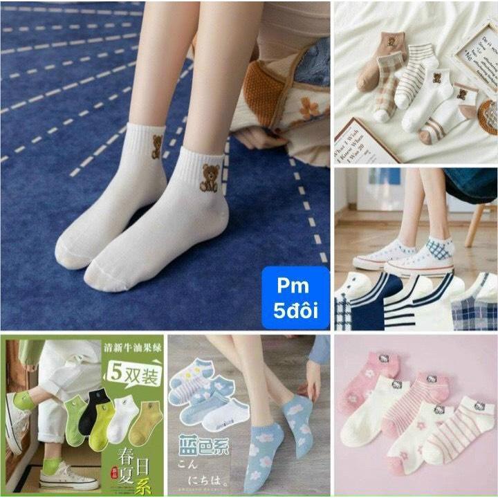 Set 5 đôi tất hình các loại dễ thương, tất nam nữ Hàn Quôc siu hot- M002