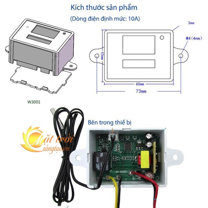 Công tắc cảm biến nhiệt độ W3001 12VDC220VAC