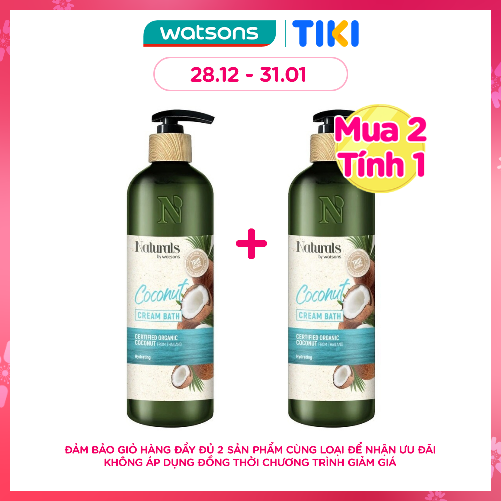 Kem Tắm Naturals By Watsons Hương Dừa True Natural Coconut Cream Bath 490ml