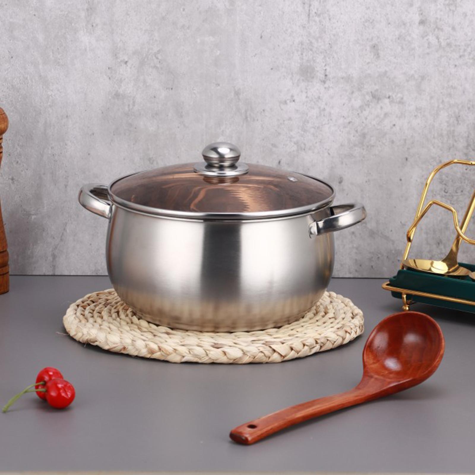 Stainless Steel Stockpot with Lid Kitchen Cooking Pot, Dual Handle, Pasta Soup Pot, Easy to Clean, Nonstick Soup Pot Small Saucepan for Cooking
