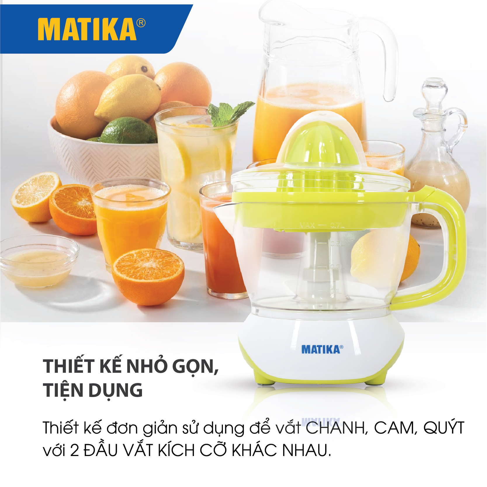 Máy Vắt Cam MATIKA Dung Tích 700ml MTK-3307 - Hàng chính hãng