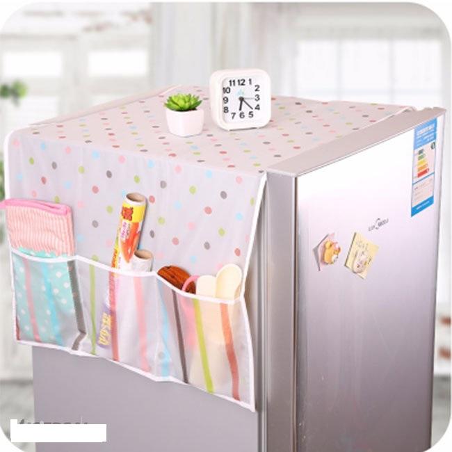 Tấm phủ tủ lạnh, máy giặt, lò vi sóng in hình dễ thương, bảo vệ tủ chống bụi bẩn, chống thấm nước có túi bên hông đựng đồ tiện lợi - giao mẫu ngẫu nhiên - GDHN Loại Tốt