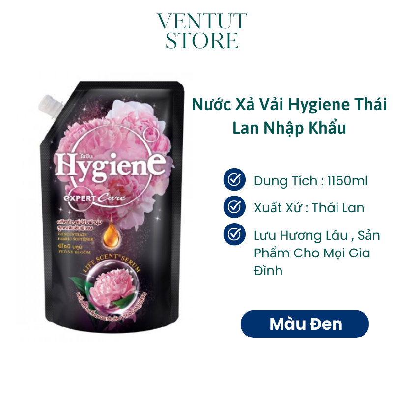 Nước xả vải Hygiene Thái Lan đậm đặc Túi 1150ml ( Màu Đen )