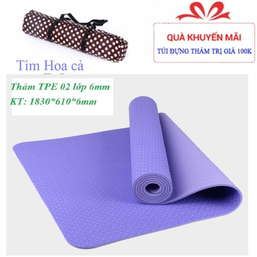 Thảm Yoga 6mm 2 Lớp TPE ( Tặng Kèm Túi)-Xanh đen