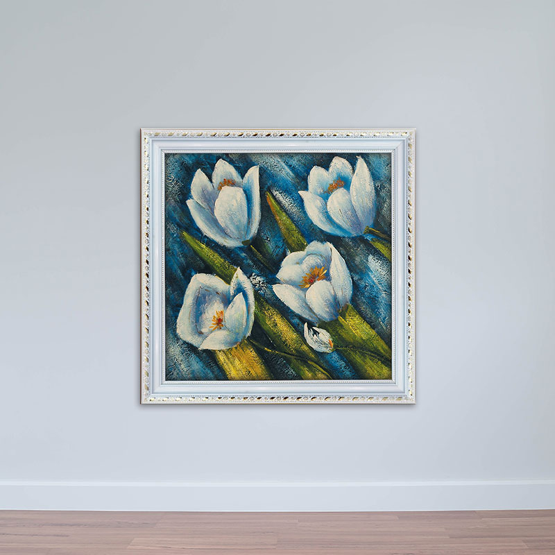 Tranh canvas khung composite hoa lá sơn dầu W1877