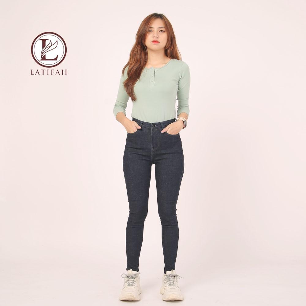 Quần jeans dài nữ co giãn Latifah cạp thường basic jean QD032