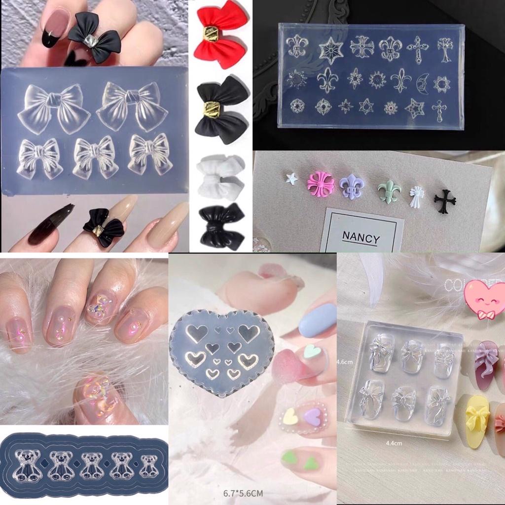 Khuôn Silicon làm nơ, gấu,thánh giá trang trí móng chuyên dùng làm nail
