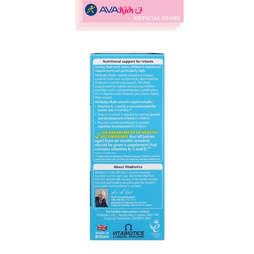 Siro Vitabiotics Wellbaby tăng sức đề kháng 150 ml (4 tháng - 4 tuổi)