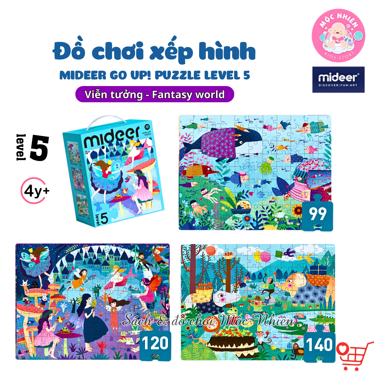 Đồ Chơi Xếp Hình Puzzle Mideer - Level 5 (03 tranh 99 - 120 và 140 mảnh ghép) - Dành cho bé từ 4 tuổi