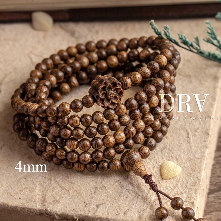 VÒNG TAY NỮ CHUỖI HẠT GỖ TRẦM HƯƠNG TỐC MIX CHARM HOA SEN 4mm 6mm