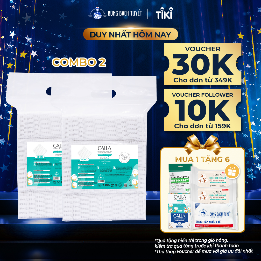 Combo 2 Túi Bông Tẩy trang làm sạch da Bông Bạch Tuyết Calla Sạch Sâu