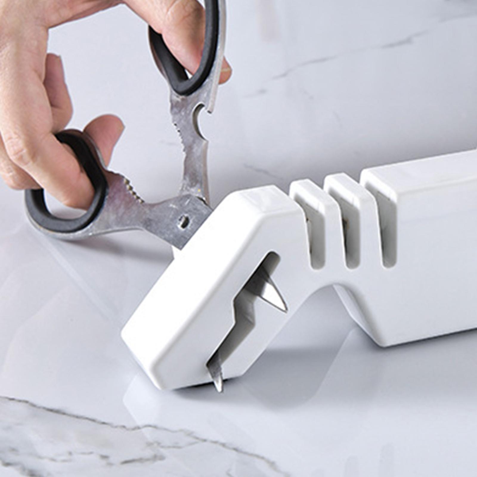 4 in 1 Knife Sharpener with Scissors Sharpening, Premium Polish Blades, Kitchen Knife Sharpener for Ceramic and Steel Knives, Scissors