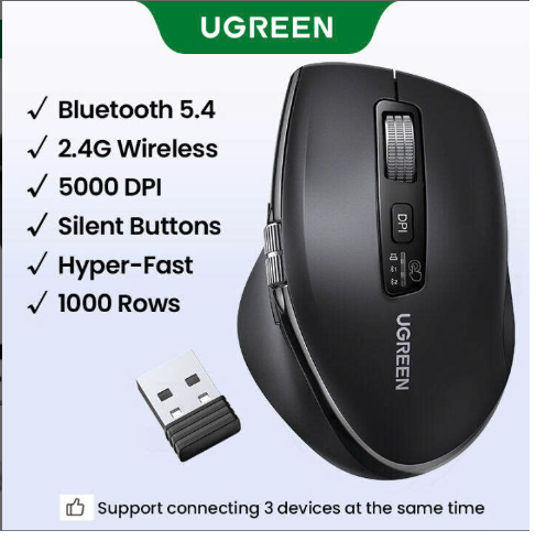 Chuột không dây bluetooth Ugreen 55375 5000DPI 5 cấp độ - Hàng chính hãng