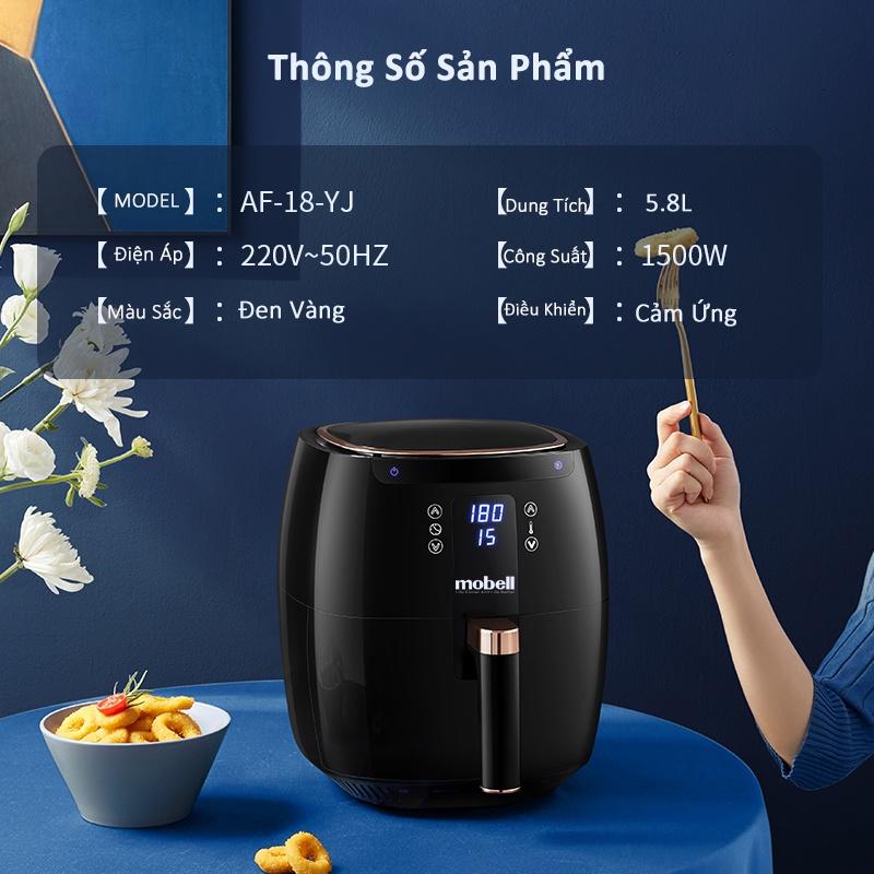 Nồi Chiên Không Dầu 5.8L Mobell AF-18-YJ Cảm Ứng Điện Tử Menu Cài Đặt Sẵn Hàng Chính Hãng Bảo Hành 12 Tháng