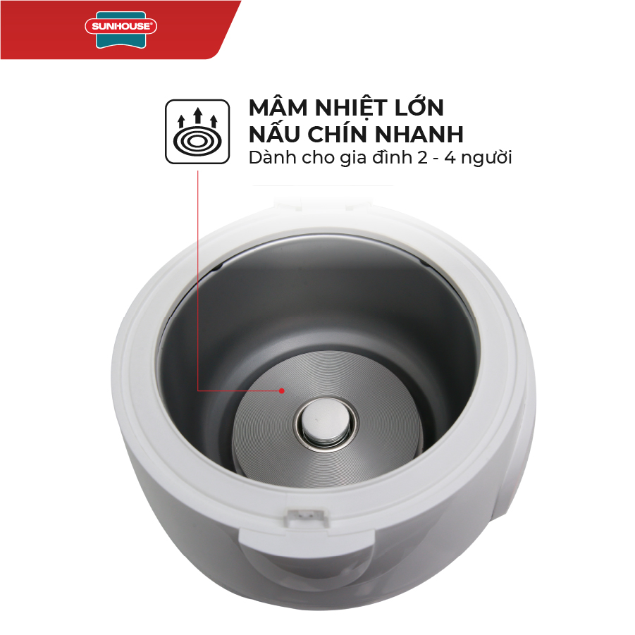 Nồi Cơm Điện Nắp Gài Sunhouse SHD8217W (1.2L) - Hàng chính hãng