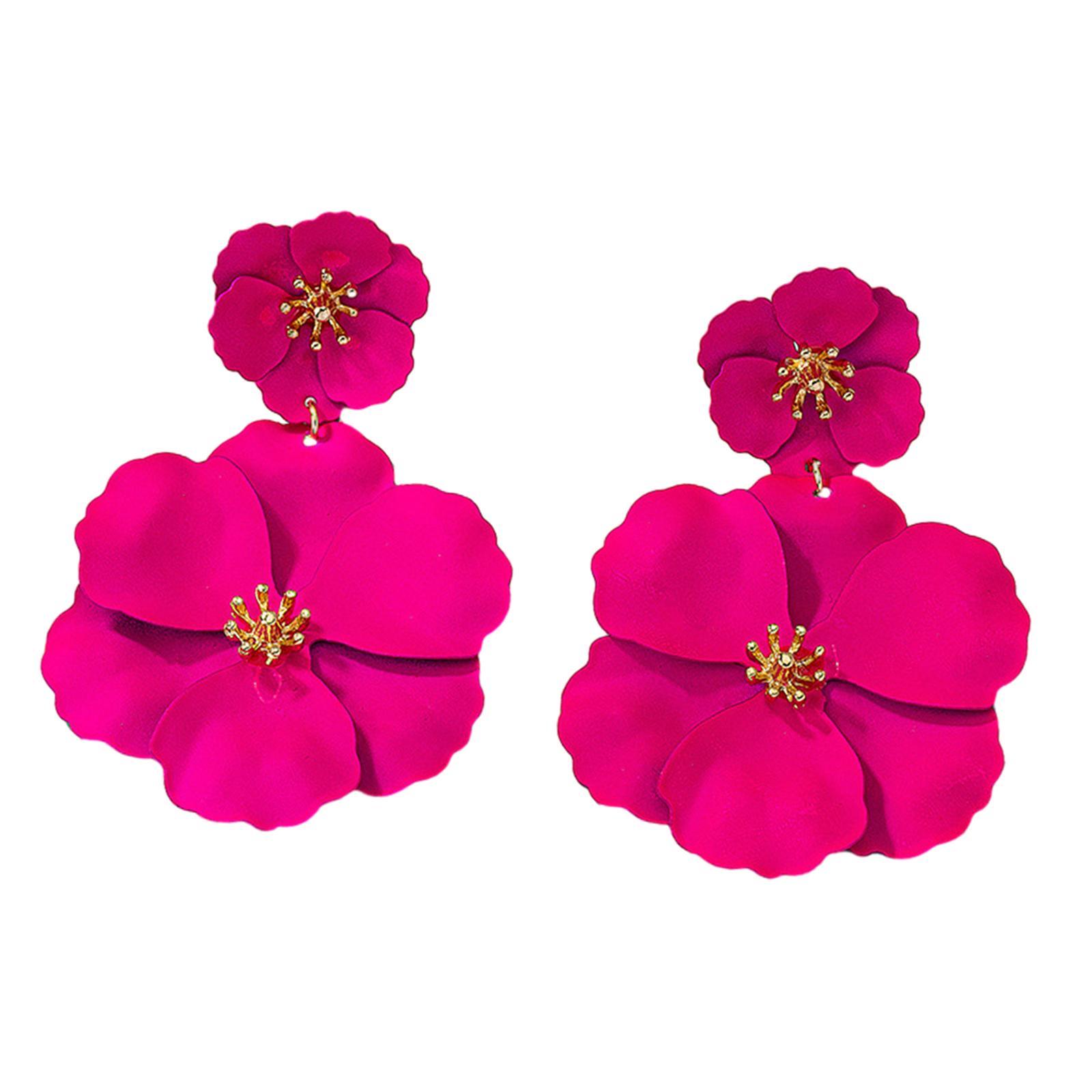 Flower Dangle Earrings Drop Earrings Matte Bohemian Chic Metal Stud Earrings Floral Petal Earrings for Engagement Women Girls