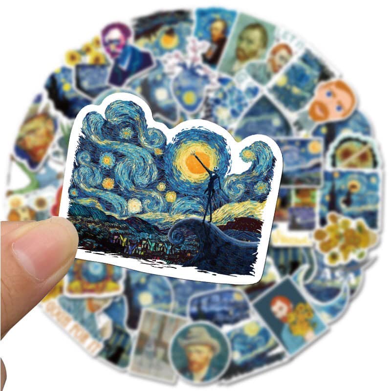 Sticker Vangogh Trang Trí Laptop Nón Bảo Hiểm Vali Đàn Xe Máy Xe Đạp