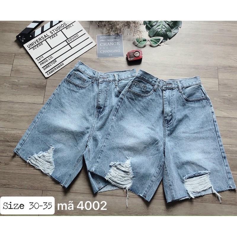 Quần ngố jean nữ rách    Quần ngố jean nữ rách lưng cao size đại từ 40kg đến 80kg bigsize 2Kjean Ms4002
