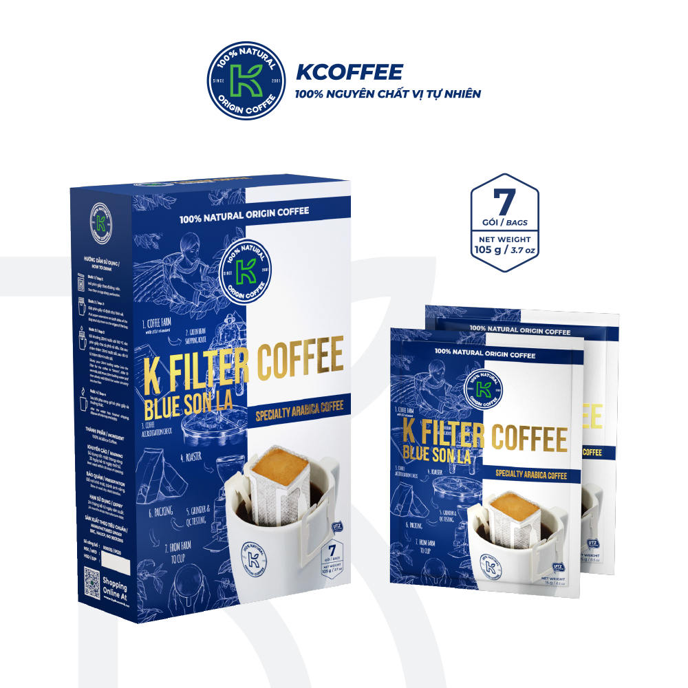 Cà phê phin giấy Filter Blue Sơn La thương hiệu K-Coffee 105g