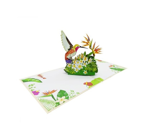 A04 -  Thiệp 3D Chim Ruồi &amp; Hoa Thiên Điểu – Pop Up Card Viethands Giftshop