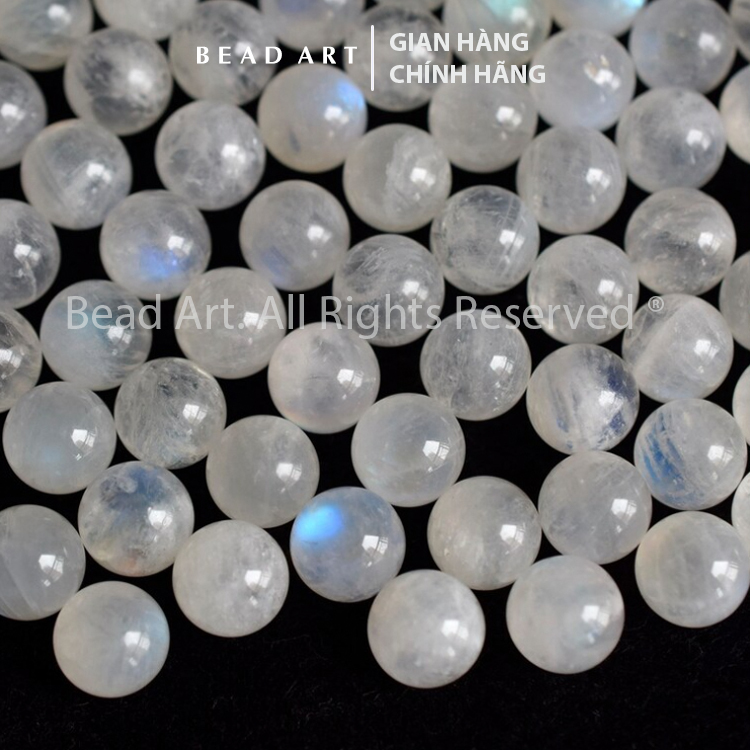 9MM Đá Moonstone, Mặt Trăng Ánh Cầu Vồng Tự Nhiên Loại AAAA, Đá Phong Thuỷ, Mặt Dây Chuyền, Chuỗi Hạt, Mệnh Kim, Thuỷ - Bead Art