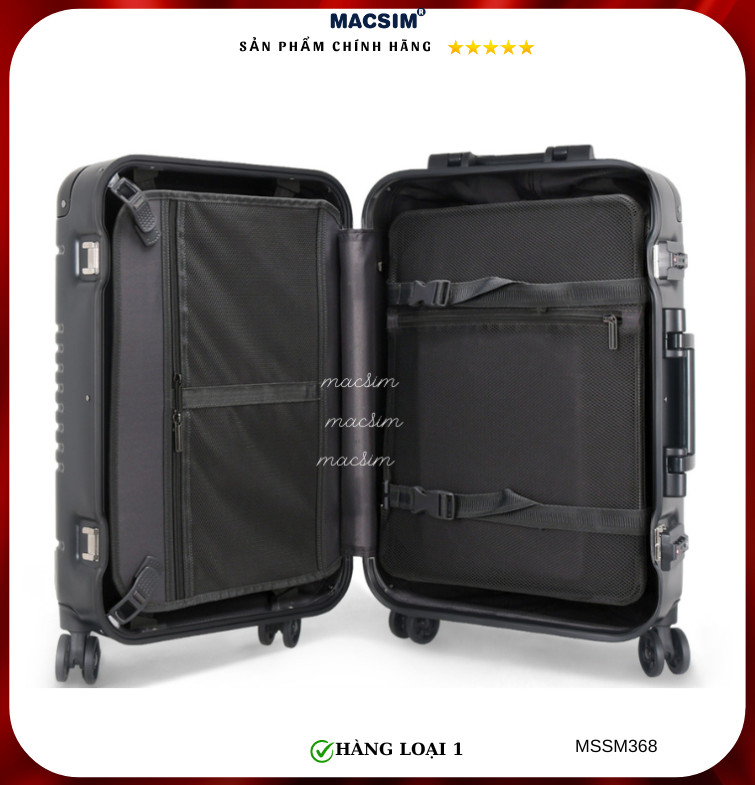Vali cao cấp Macsim Smooire MSSM368cỡ 20 inch màu đen - Hàng loại 1