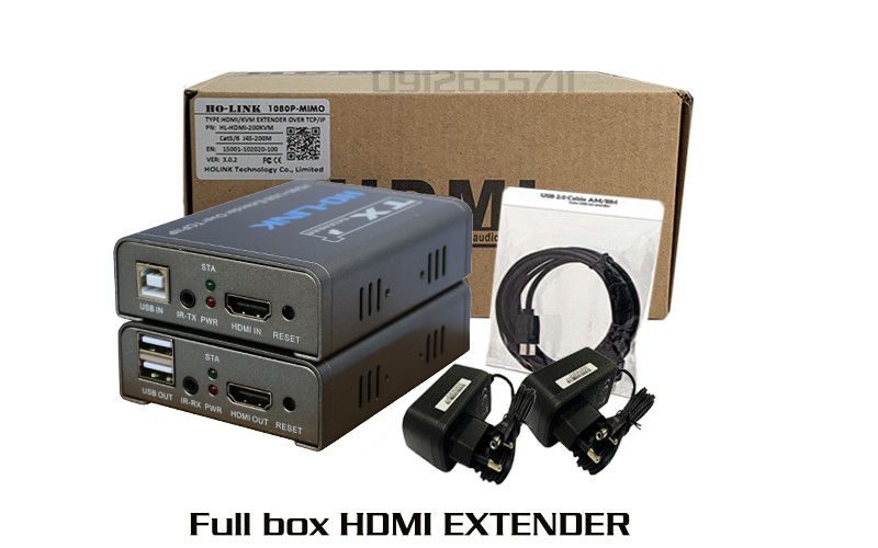 Bộ chuyển đổi hdmi sang lan 200m có USB Ho-Link HL-HDMI-200KVM - Hàng Chính Hãng