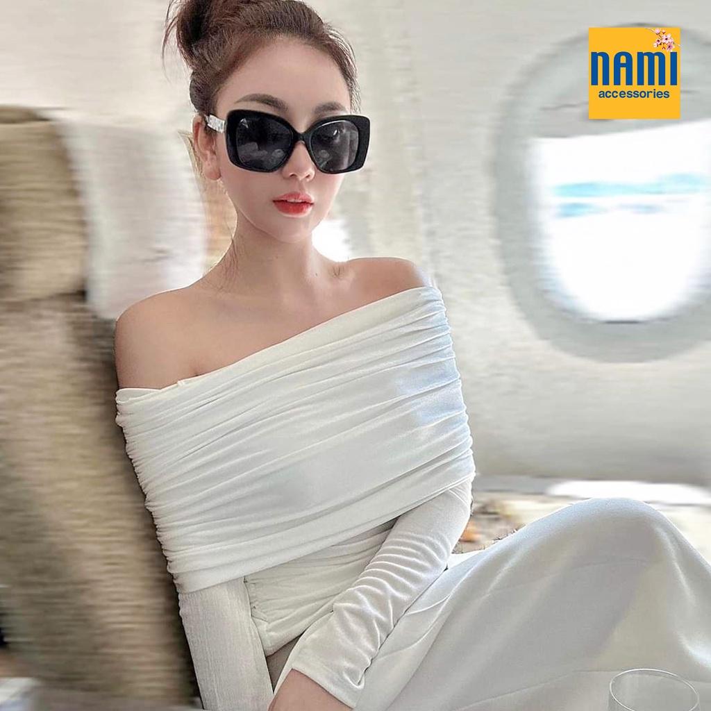 Áo thun dệt kim trễ vai tay dài nhúng cách điệu Nanami thích hợp đi tiệc phong cách sang trọng nổi bật - ATNU061