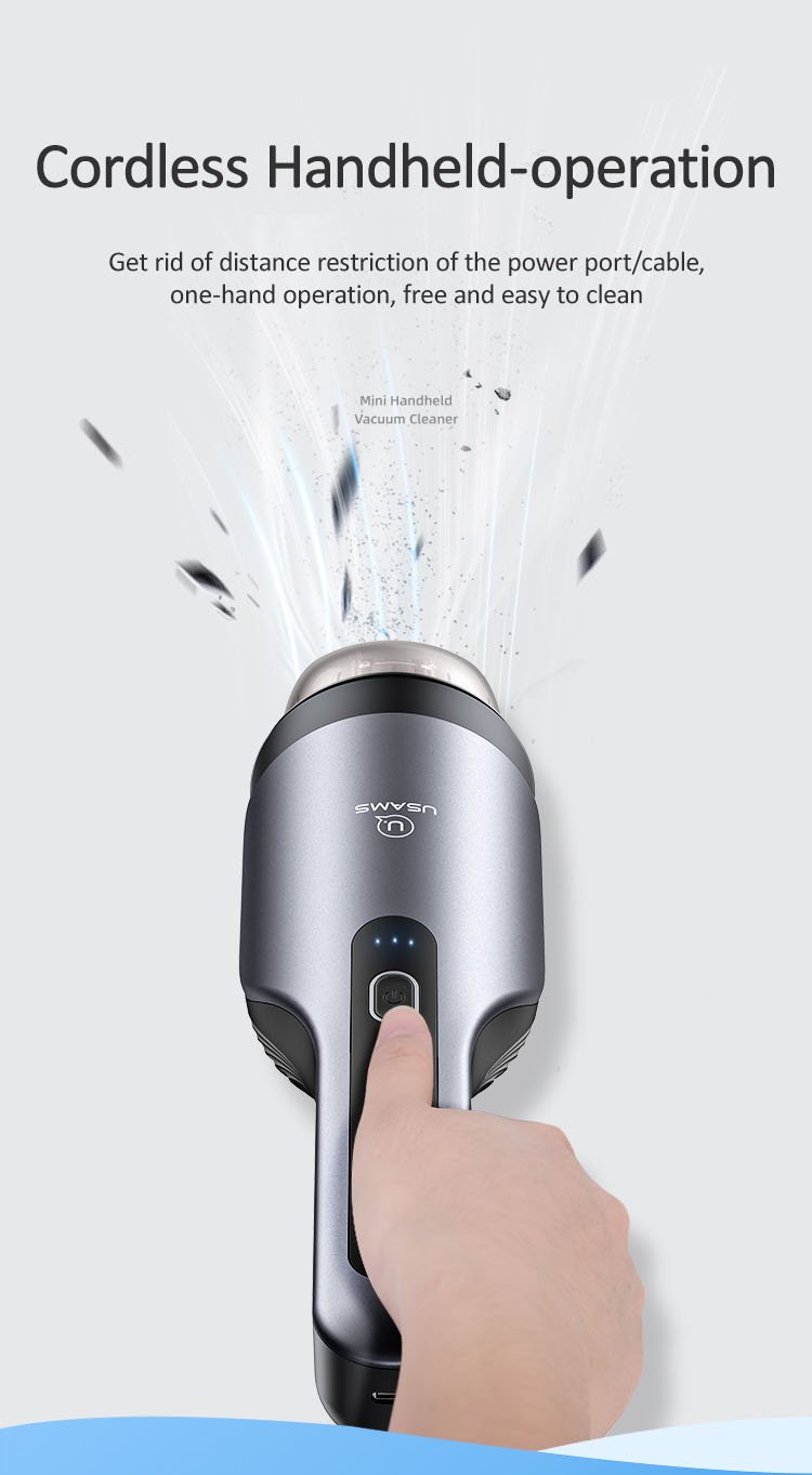 Máy hút bụi cầm tay mini cho xe hơi, nhà ở USAMS US-ZB108