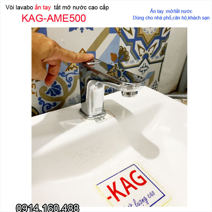 Vòi lavabo lạnh ấn tay KAG-AME500 , Vòi chậu thiết kế sang trọng nước mạnh sử dụng tốt