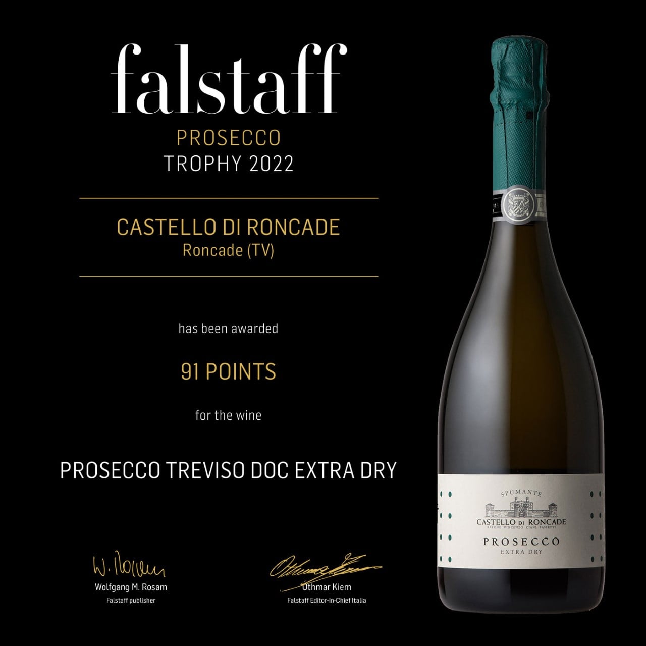 Rượu vang nổ,vang sủi tăm Castello di Roncade Prosecco DOC Extra Dry (Italia/ Ý )