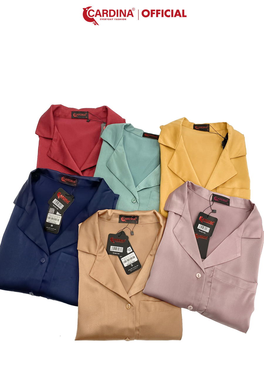 Đồ Bộ Nữ CARDINA Pijama Chất Lụa Satin Ngọc Trai Nhật Cao Cấp Quần Đùi Áo Cộc Tay Mềm Mại 2SF15