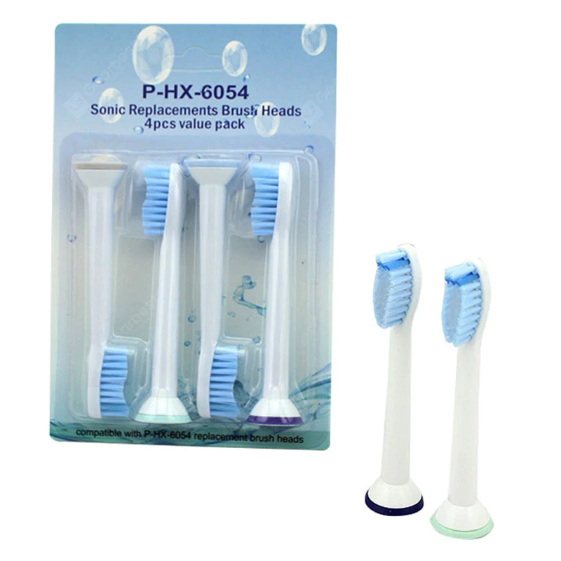 Bộ 4 đầu bàn chải đánh răng điện HX-6054 cho máy Philips Sonicare cho răng nhạy cảm HX3, HX6, HX7, HX8, HX9, R, FlexCare +, FlexCare, HealthyWhite, HydroClean, EasyClean, DiamondClean