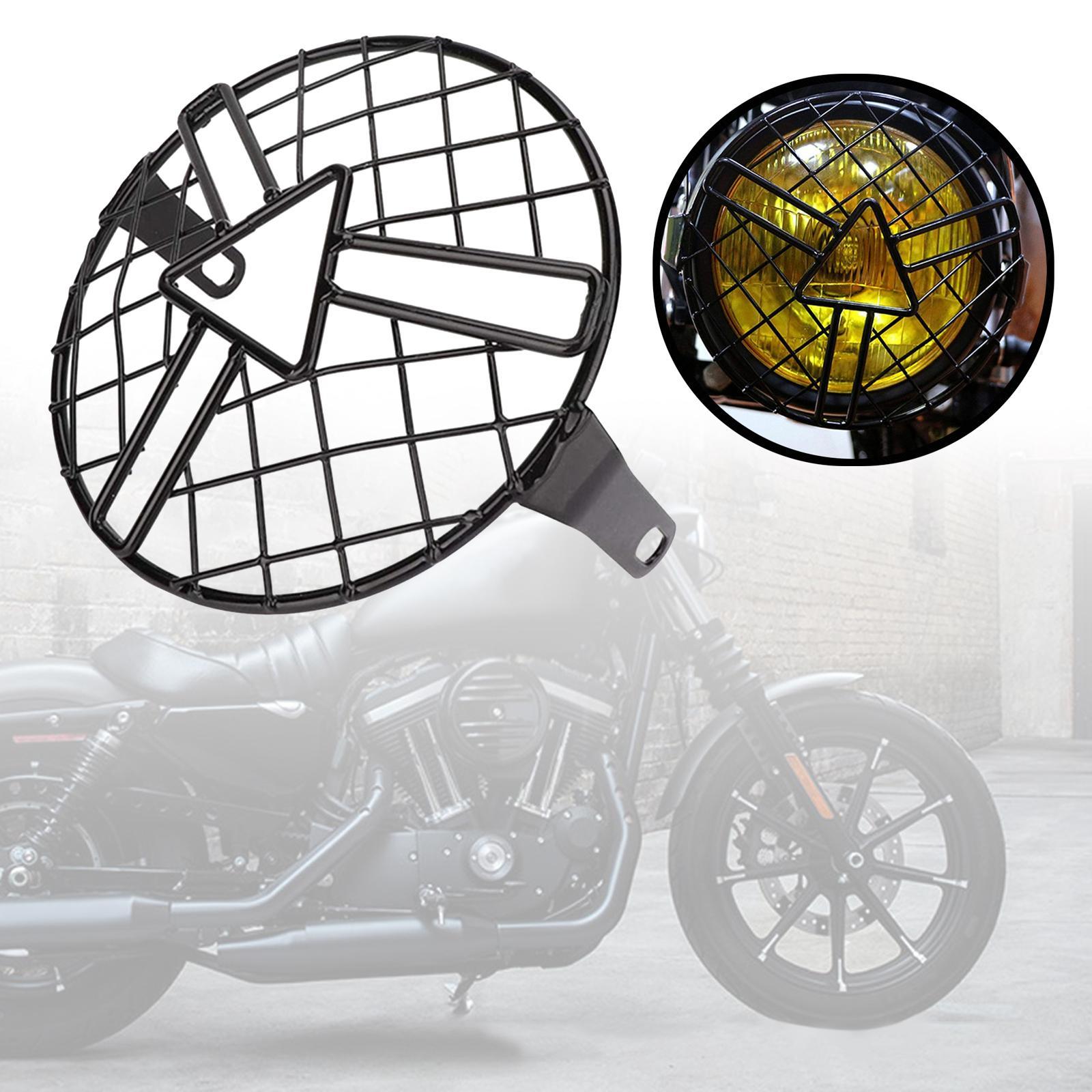 6.5" Motorcycle Headlight Mesh Grill Guard Headlamp Light Cover for Cafe Racer