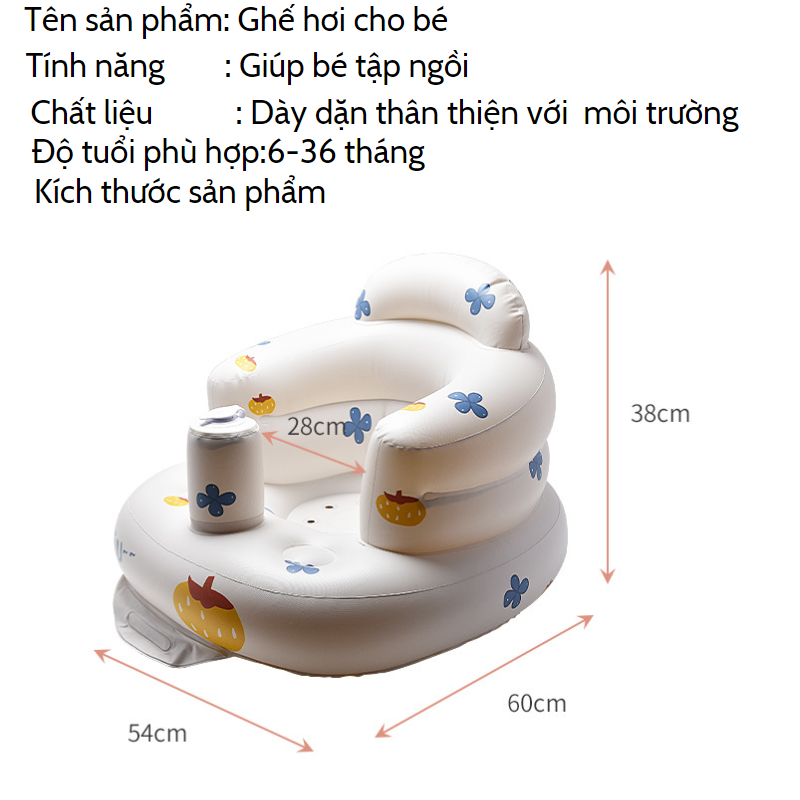 Ghế Hơi Tập Ngồi Cho Bé Bơm Hơi Tự Động Chống Ngã Cao Cấp - Ghế Ngồi Ăn Dặm Gấp Gọn - Ghế Phao Cho Trẻ Học Ngồi ,Tắm , Dã Ngoại , Ngồi Ăn Giúp Rèn Luyện Khả Năng Tự Lập Của Bé