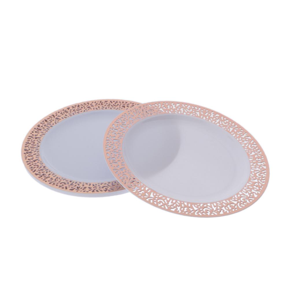 6pcs Plastic Plates Disposable Dinnerware Dinner Wedding Dishes